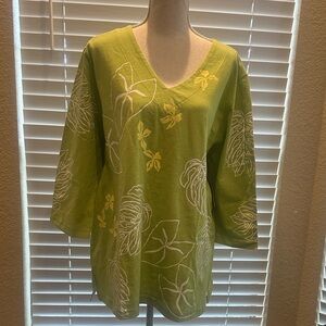 Green Floral Women's Top